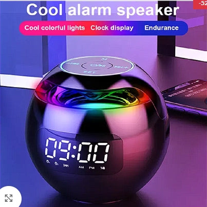 Smart Orb Bluetooth Speaker & LED Alarm Clock with FM Radio and Night Light – Wireless, Rechargeable, 3W Audio