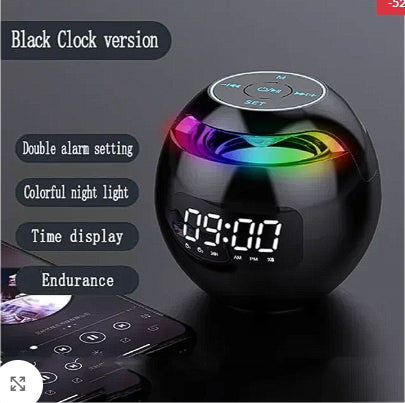 Smart Orb Bluetooth Speaker & LED Alarm Clock with FM Radio and Night Light – Wireless, Rechargeable, 3W Audio