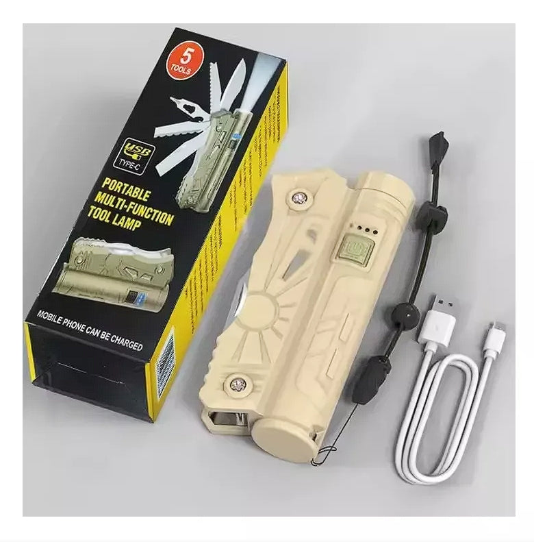 10-in-1 Tactical Multitool Flashlight Knife – LED Torch, Screwdriver, Saw & Blade for Outdoor, Camping, and Emergency Use