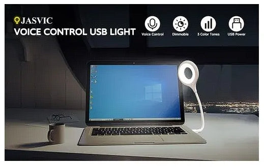 Smart USB Voice-Controlled Reading Lamp – Flexible Gooseneck, 3 Light Modes, Plug & Play