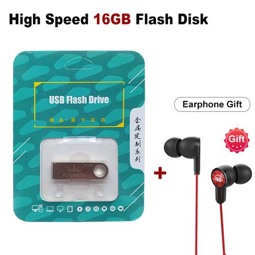 USB Flash Drive Metal USB2.0-16GB Free Earphone