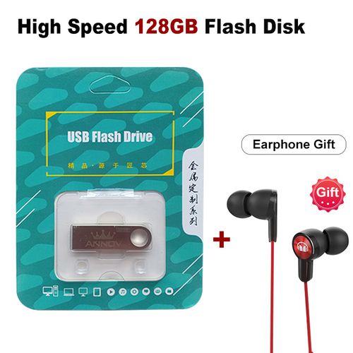 USB Flash Drive Metal USB2.0-128GB Free Earphone