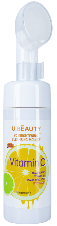 🌟 U Beauty Vitamin C Brightening Cleansing Mousse with Built-in-Brush (150ml)