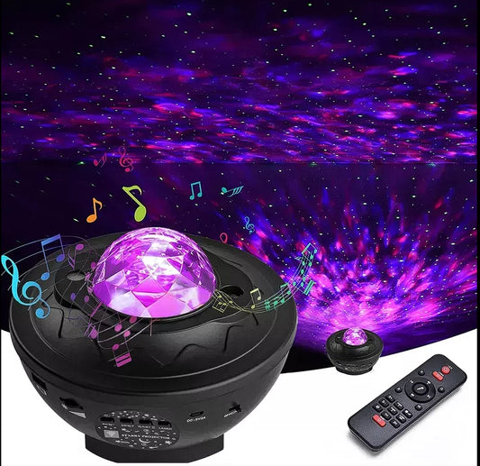 Bluetooth Galaxy Projector Night Light – Star & Ocean Wave Light, Music Sync, Remote Control, USB Powered