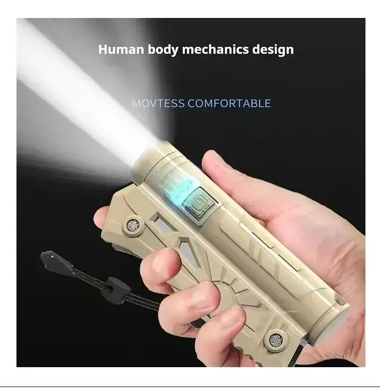 10-in-1 Tactical Multitool Flashlight Knife – LED Torch, Screwdriver, Saw & Blade for Outdoor, Camping, and Emergency Use