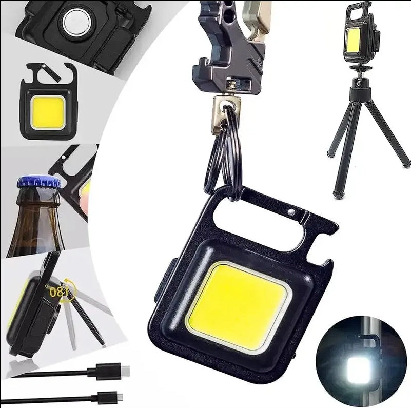 Portable COB LED Work Light with Magnet, Bottle Opener & USB-C Charging – Multifunction Outdoor Floodlight