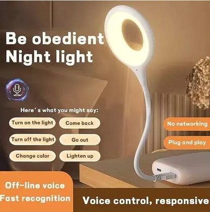 Smart USB Voice-Controlled Reading Lamp – Flexible Gooseneck, 3 Light Modes, Plug & Play