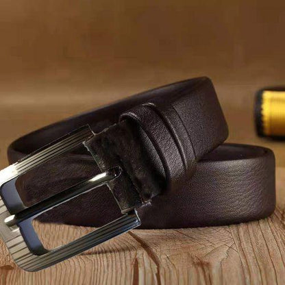 Fashion Mens Buckle Leather Belt - Brown